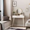 Modern Dressing Table Makeup Vanity Desk w/ 2 Drawers Round Mirror for Bedroom