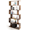 6-tier Bookcase Industrial S-Shaped Bookshelf Wooden Storage Display Shelf Home