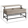 Industrial Split Lift-top Coffee Table with Storage Compartments & Metal Legs