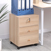 Bedside Cabinet on Casters 40 cm File Storage Cabinet with 3 Drawers under Desk