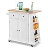 Rolling Kitchen Island Mobile Serving Trolley Cart w/ 2 Drawers and Towel Rack