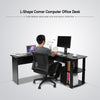 Black/White L-shaped Computer Desk Corner PC Table Workstation Home Office