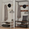 Metal Coat Hat Rack Standing Clothes Stand Rail 8 Hooks & 3 Tier Shoe Rack Bench
