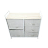Fabric Bedside Cabinet Metal Frame Storage Unit Chest Of 5 Drawer with Drawers