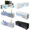 Modern TV Unit Cabinet Stand Matt Body & High Gloss Doors LED Light Livingroom