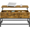 Industrial Split Lift-top Coffee Table with Storage Compartments & Metal Legs