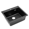 Black Stone Resin Single Bowl Kitchen Sink Undermount w/ Drainer Waste Kit 550mm