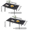 Extendable Dining Table with Marble Top Black Metal Frame Kitchen Home Furniture