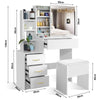 Dressing Table With 4 Drawers Mirror Stool Set Makeup Desk Vanity Table Bedroom
