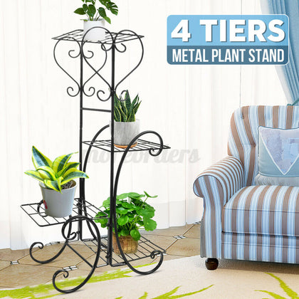4 Tier Metal Plant Stand Display Shelf Pot Home Garden Holder Indoor Outdoor UK