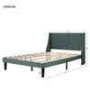 Double Size Bed 4FT6 Plush Velvet Upholstered Bed Frame Wood Slat Support Green