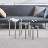 Nest of 3 Clear Tempered Glass Tables Side End Sofa Lamp Corner Table Metal Legs