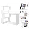 L Shaped Computer Desk Corner Desk 360 Degree Rotatable Shelves Space Saving