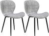 2/4x Dining Chairs Light Grey Fabric Upholstered Seat with Black Legs Home