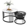 Modern Round Coffee Tables Set of 2 End Table Nesting Tables Marble Pattern QA