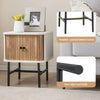 Wood Sofa Side Table Nightstand Compact End Table Storage Cabinet w/Sliding Door