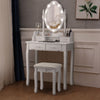 Vanity Dressing Table Set Wooden Mirror Makeup Dresser Table Stool W/ LED Light