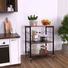 3-Tier Kitchen Storage Cart Metal Frame Microwave Oven Rack w/Lockable Wheels