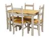 Corona Dining Table & 4 Chairs Grey Wax Budget Set