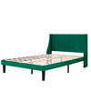 Double Size Bed 4FT6 Velvet Upholstered Bed Frame with Wood Slat Support BT