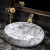 Oval Cloakroom Sink Countertop Basin 480x340mm Grey Marble Ceramic HandWash Bowl