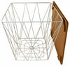 Geometric White Wire Square Wooden Side Basket Storage Unit Coffee Table Bedroom