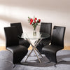 Round Glass Dining Table 4 Chairs Chrome Legs Home Kitchen Shop Office Furniture