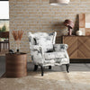 Buttoned Wing Back Accent Chair Living Room Fireside Front Armchair+Waist Pillow