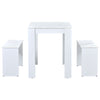 White Wooden Marble Look Breakfast Dining Table and Chairs Set of 2 Benches