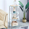 Pair of 4 Tier Clear Tempered Glass Side End Lamp Table Bedside Table w/ Shelves