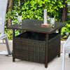 Rattan Umbrella Side Table Outdoor Garden Leisure Coffee Table w/Umbrella Hole