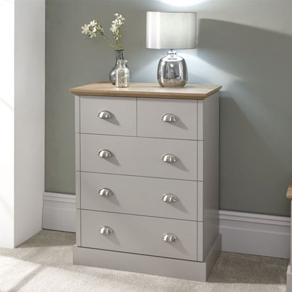 2+3 Chest of Drawers Unit Cabinet Grey Storage 5-Drawers Bedroom Furniture
