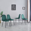 4x Green Velvet Dining Chair Round Glass Dining Table Black Metal Leg Diningroom