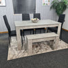 Grey Dining Table and 4 Black Chairs With 1 Bench Kitchen Dining Room Set