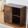 Rolling Office Filing Cabinet File Storage Sideboard Printer Stand Shelf Brown