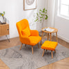 Velvet Armchair Wingback Button Chair with Footstool Matching Stool Sofa Lounge