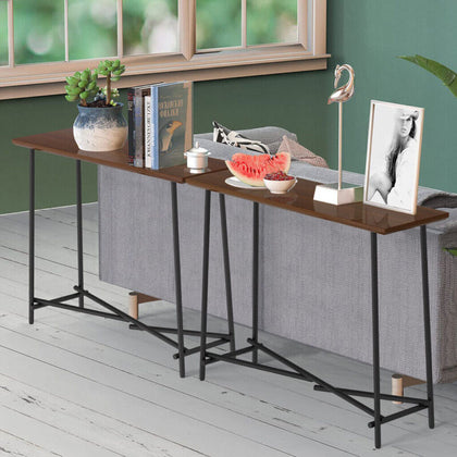 Narrow Console Table Rustic Farmhouse Table Behind Sofa Couch Hallway Entrance