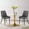 2pcs Faux Leather Cushioned Dining Chairs Set Metal legs Restaurant Chair Grey