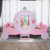 3FT Princess Carriage Kids Toddler Bed Single Car Bed Pink 90*190cm for Girls QC