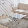 Modern Tempered Glass Coffee Tea Table Living Room Chrome Leg Table Rectangle