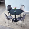 5pcs Kitchen Dining Furniture Round Pedestal Table w/ 4 Padded Chairs Metal Legs