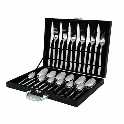 24 Piece Stainless Steel Cutlery Sets Tableware Dining Kitchen Fork Spoons Boxed