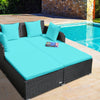 Rattan Garden Daybed Furniture Set Patio Sun Bed 2 Seater Lounger with Cushions