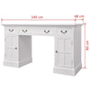 Double Pedestal Desk White 140x48x80 Home Office Study V7O4