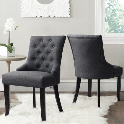 Set of 2/4 Upholstered Dining Chairs High Back Kitchen Dining Room Padded Seat