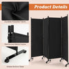 Rolling 4-Panel Room Divider 172cm Folding Privacy Screen Portable Wall Divider