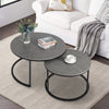 2x Large Small Real Marble Nesting Coffee Table Round Tabletop Tray Accent Home