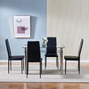 4x Black Faux Leather Dining Chairs with 2 Tier Tempered Glass Dining Table Set