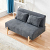 Grey Linen Fabric Sofa Couch 2 Seater Wood legs Living Room Modern with Cushion