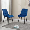 Set of 2 Dining Chairs Bar Stools Velvet Upholstered Metal Legs Barstool Chair